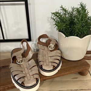 Anthropologie Women's Sandals in Glittering Silver and White